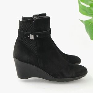 Blondo Womens Liberata Boots Size 7 M Waterproof Black Suede Wedge Ankle Booties